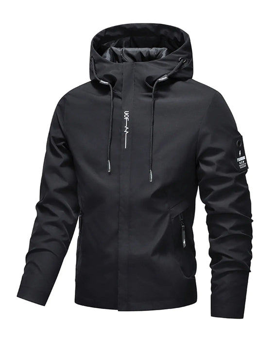 Men'S Windproof Waterproof Jacket, Fall Winter Hooded Pullover Coat, Casual Sports Comfortable Top, Outdoor Hiking Party Travel Cycling, Windproof Outerwear